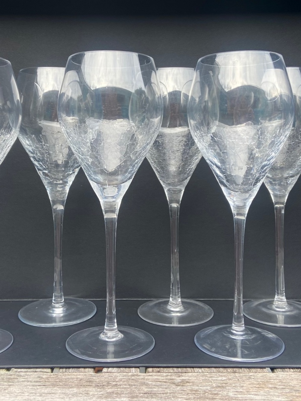 4 PIER 1 Imports Crackle Wine Water Glasses Reflections Crackled Unused